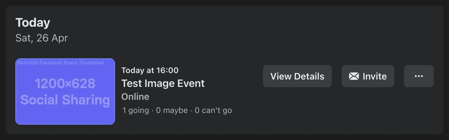 When viewing the Facebook event list, the image is cropped
